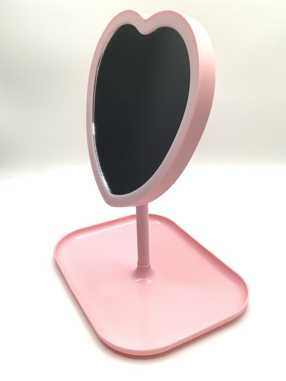 Pink Heart-Shaped Spa Vanity Mirror with Attached Tray in Pink